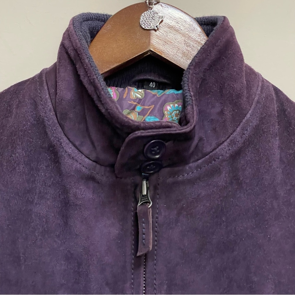 Altea Vintage Purple Suede Leather Bomber Jacket Women’s Italian 40 or Small - Picture 2 of 14
